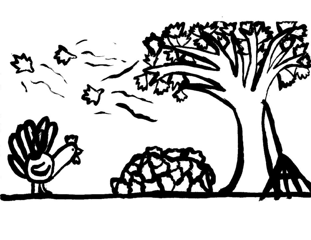Autumn Leaves & Turkey - Thanksgiving Coloring Pages // ashleecraft.com